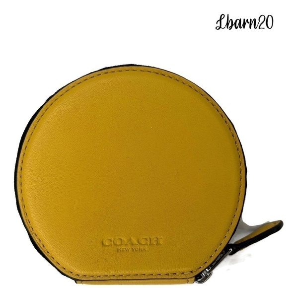 😃Coach Emoji Speechless Eyes Yellow Circle Coin Bag and Keychain Set NWT - Picture 9 of 12
